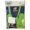 Curious Chef 4-Piece Child Textile Set for Kids and Toddlers, Blue and Green Child-Sized Apron, Oven Mitts and Chef's Hat - 2 of 4