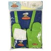 Curious Chef 4-Piece Child Textile Set for Kids and Toddlers, Blue and Green Child-Sized Apron, Oven Mitts and Chef's Hat - image 2 of 4