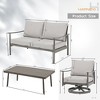 HAPPATIO Patio Outdoor Furniture Set,4 Piece Aluminum Patio Conversation Set with Coffee Table, Swivel Chairs and Loveseat for Backyard Deck Poolside - 3 of 4