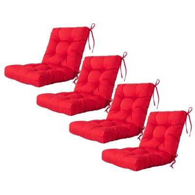 ARTPLAN Seat/Back Outdoor Chair Cushion,Set of 4 Patio Chair Cushion with Tie,Tufted Replacement for Patio Furniture,40x20x4 Inches,4 Count