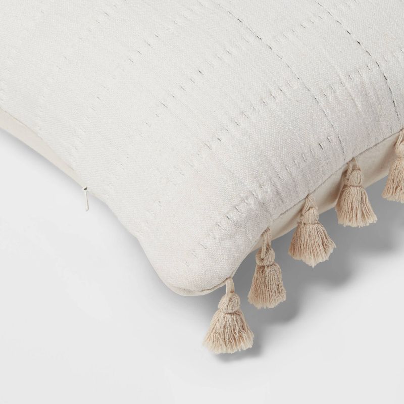 Oversized Oblong Pick Stitch Plaid Tassel Decorative Throw Pillow - Threshold™, 4 of 5