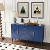 Stylish and Functional 2-Door 3-Drawer Cabinet with Carved Effect, Navy Blue - 3 of 4