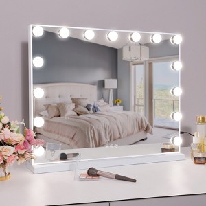 GDFStudio Liora 22.8" Modern Metal Rectangular Bathroom Vanity Mirror with 3 Lighting Modes and Charging Port - 1 of 4