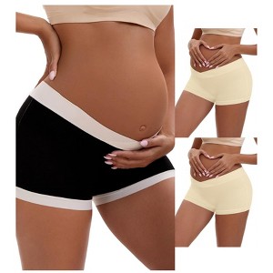 INSPIRE CHIC Women's Low Waist Under the Bump Maternity BoyShorts Pregnancy Seamless Ladies Panties 3 Packs - 1 of 4