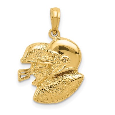 Black Bow Jewelry 14k Yellow Gold Double Helmet and Football Pendant
