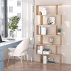 Homcom 75.5h Bookcase 6 Shelf S-shaped Bookshelf Wooden Storage Display  Stand Shelf Organizer Free Standing Oak : Target