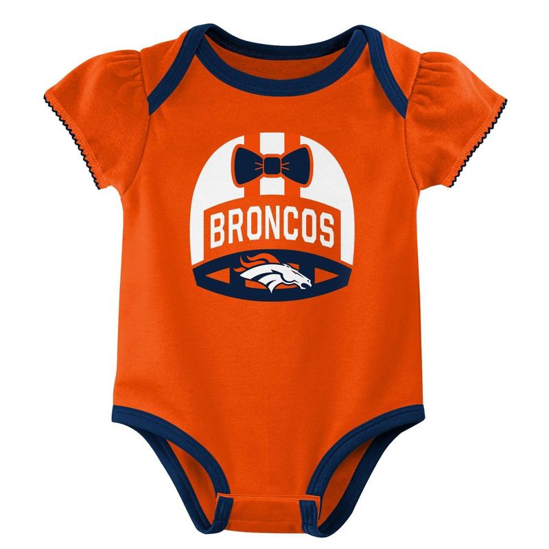 NFL Denver Broncos Baby Girls&#39; Onesies 3pk Set, 4 of 5