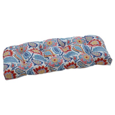 Outdoor/Indoor Loveseat Cushion Moroccan Flowers Slate Blue - Pillow Perfect