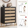 Zstar Rattan 5 Drawer Dresser, 44" High Narrow Chest of Drawers - 3 of 4