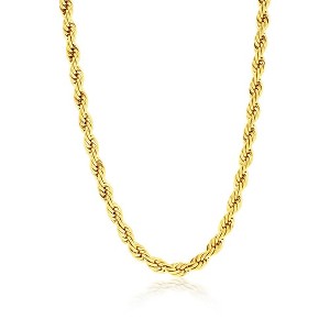 Metallo Stainless Steel 5mm Rope Chain Necklace - Gold Plated - Gold - 24 Inch - 1 of 3