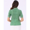 Allegra K Women's Polka Dots Peter Pan Collar Tie Neck Short Sleeve Shirt - 3 of 4