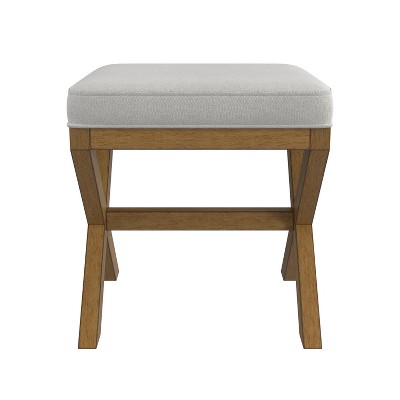 Hillsdale Furniture 18.5" Somerset Backless Wood Vanity Stool Fog: Padded Ottoman Bench, Polyester Upholstery