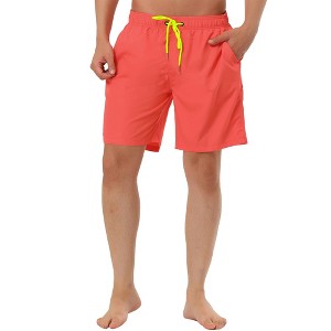 TATT 21 Men's Casual Solid Color Drawstring Waist Surfing Mesh Lining Beach Swim Shorts - 1 of 4