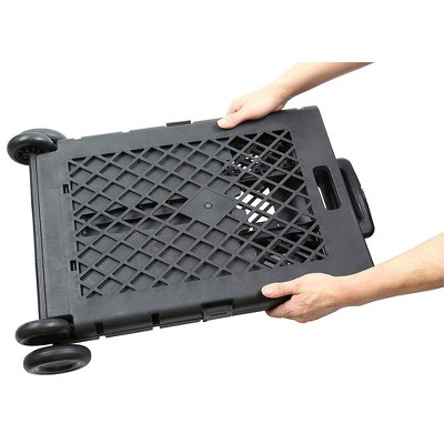 Black Mesh Foldable Utility Rolling Cart with Telescopic Handle