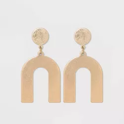 Flat Geometric Brass and in Worn Gold Post Top Stud Earrings - Universal Thread™ Gold