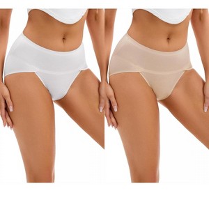 INSPIRE CHIC 2 Pcs Women's High Cut Ladies Panties Full-Coverage Cotton Briefs Available in Plus Size - 1 of 4