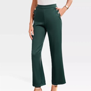 Womens Pants Mid Rise Dressy Stretchy Wear to Work Pants Pull on Business Casual Slacks Trousers Bootcut Pants - 1 of 4