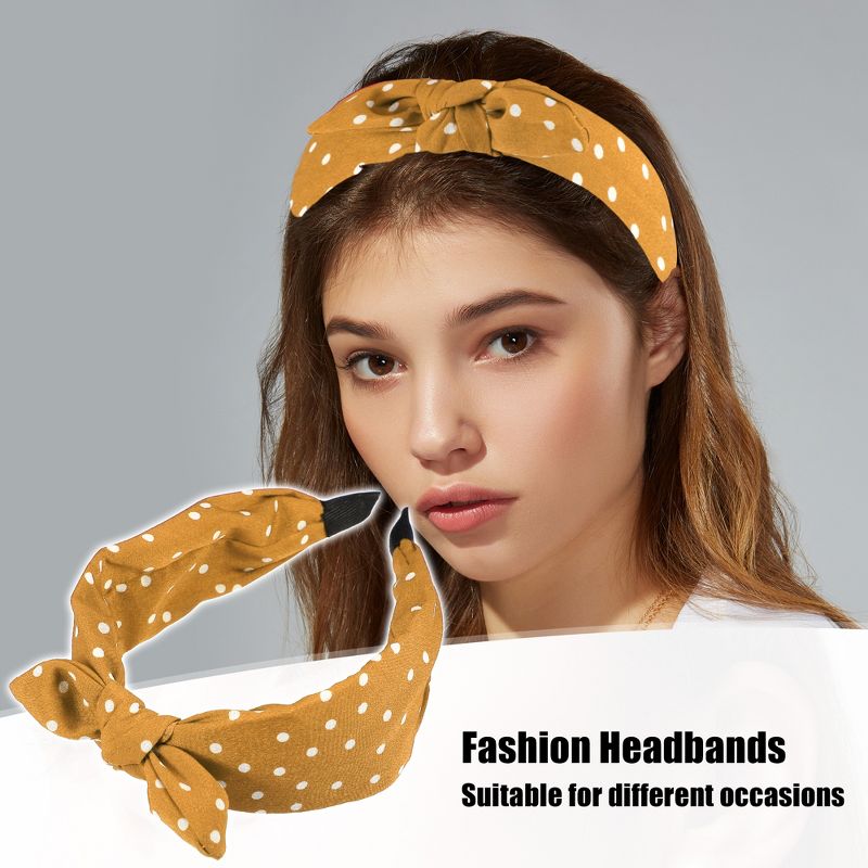 Unique Bargains Women's Bowknot Headband with Bunny Ears 2.17 Inch Wide 1 Pc, 2 of 7