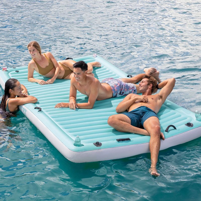 Intex Water Lounge 10' x 6' Oversized Inflatable Lake/Beach Float Platform Pad with 4 Cup Holders, 2 Tie Downs, and 8 Handles, 5 of 8