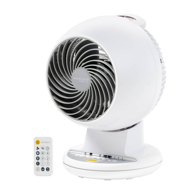 WOOZOO Compact Oscillating Air Circulator Fan with Remote White, 1 of 8