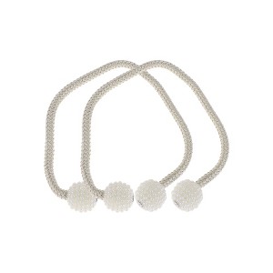 Unique Bargains Magnetic Buckle Large Faux Pearl Curtain Strap Polyester Rare Earth Magnet 2 Pcs - 1 of 4