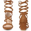 Perphy Women's Long Lace Up Open Toe Mid Chunky Open Toe Heel Sandals - 2 of 3