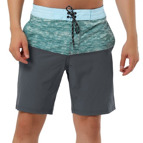 INSPIRE CHIC Men's Summer Color Block Drawstring Swim Beach Board Shorts Gray 32