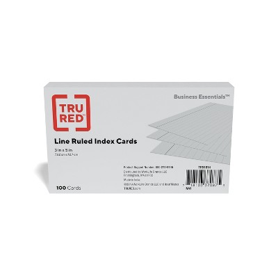 TRU RED 3" x 5" Index Cards Lined Gray 100/Pack (TR51014)