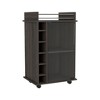 NicBex Mobile Kitchen Island Cart Morden Kitchen Carts on Wheels with Storage, 1 Glass Cabinet Door and 8 Bottle Rack for Kitchen, Black - 4 of 4