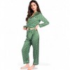 Anna-Kaci Lounge Women's Polka Dot Satin Pajama Set with Ruffled Cuffs and Piping Detail- Dark Olive,Small - 4 of 4
