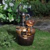 LuxenHome Farmhouse Pump and Pots Resin Outdoor Fountain with Lights Brown - 2 of 4