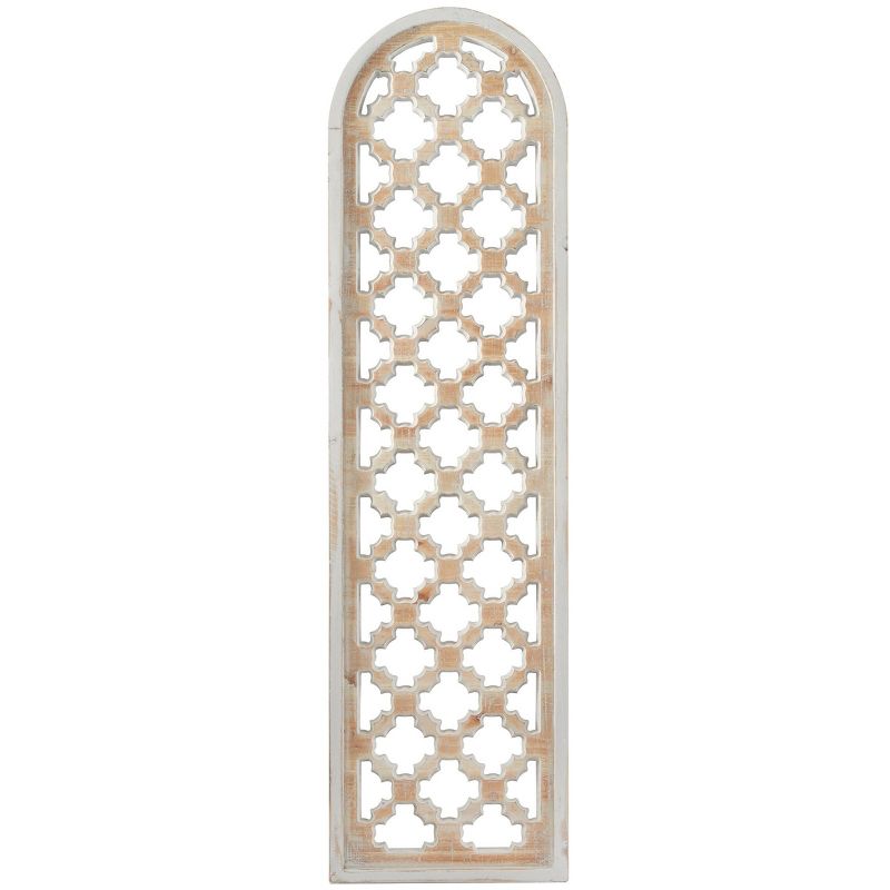 Wood Geometric Carved Trellis Wall Decor Brown - Olivia &#38; May, 2 of 6