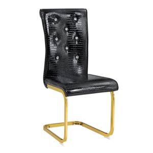 TopComfy Accent Chairs Set Of 2 Retro Alligator Skin Upholstered Dining Chairs Faux Leather Design For Dining Room, Black, 16.4"*22.4"*39.6" - 1 of 4