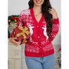 Women's Christmas Ugly Cardigans Sweater Ribbed Kint Open Front Long Sleeve Button Down Sweaters Cardigan - 2 of 4