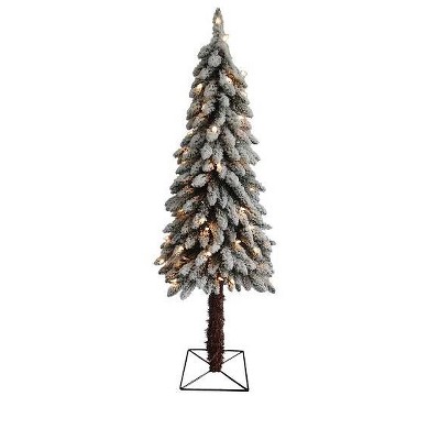 Northlight 4' Pre-Lit Flocked Alpine Artificial Christmas Tree - Clear Lights