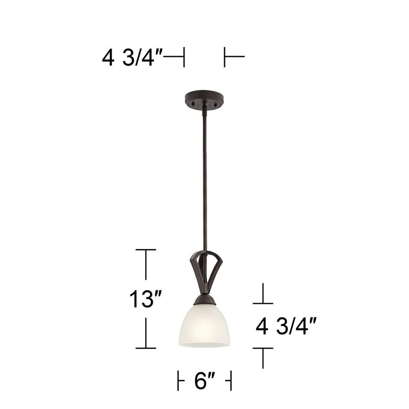 Possini Euro Design Milbury Bronze Mini Pendant Light 6" Wide Industrial White Frosted Glass Shade for Dining Room House Foyer Kitchen Island Entryway, 4 of 8