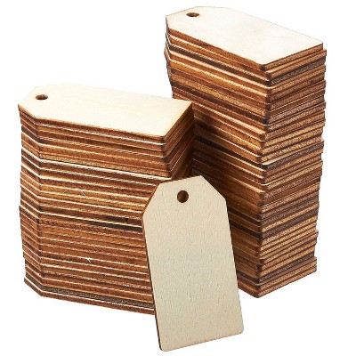 Small Unfinished Wooden Tags for Crafts (Brown, 60 Pack)