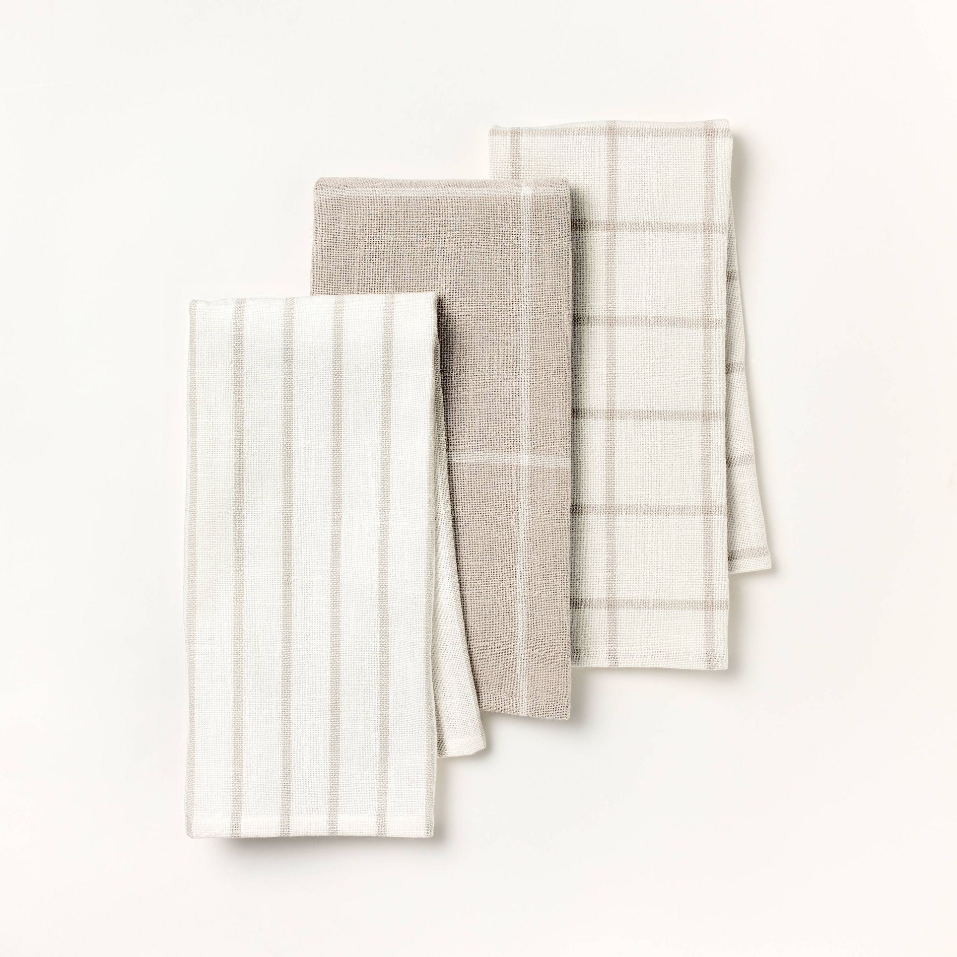 3pk Kitchen Towels Light Gray - Figmint™: Cotton Stripe Dish Towels, OEKO-TEX Certified, 28"x18", Easter Decor
