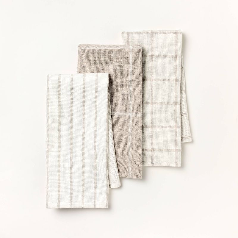 3pk Kitchen Towels Light Gray - Figmint&#8482;, 1 of 5