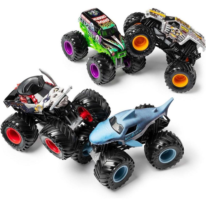 Monster Jam, Land vs. Sea 4 Pack (Grave Digger, Max-D, Megalodon, and Pirate’s), 1:64 Scale Die-Cast Vehicles, 2 of 4
