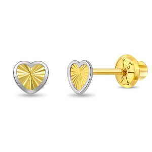 Girls' Diamond Cut Heart Screw Back 14k Gold Earrings - In Season Jewelry - 1 of 3