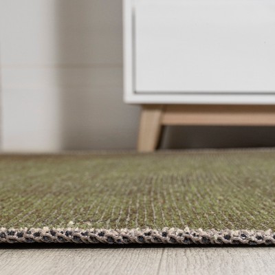 Cirkel Cream and Olive Geometric 4' x 6' Washable Rug