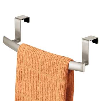 mDesign Steel Over Door Curved Towel Bar Storage Hanger Rack for Kitchen - Satin