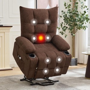 Power Lift Recliner Chair for Elderly with Massage and Heat, Swivel Rocker Recliner with Soft Padded Upholstery, Side Pocket & Cup Holders - 1 of 4