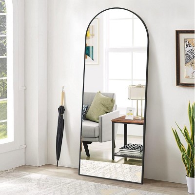 65"x24" Full Length Mirror, Arch Full Body Floor Mirror, Top with Stand