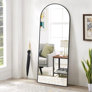 65"x24" Full Length Mirror, Arch Full Body Floor Mirror, Top with Stand - 1 of 4