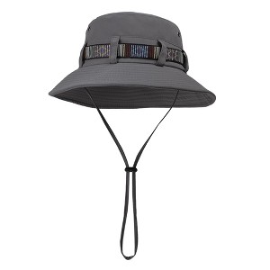 Anna-Kaci Wide Brim Bucket Hat with Colorful Ribbon Trim Breathable Mesh Lining and Adjustable Chin Strap for Outdoor Use - 1 of 4