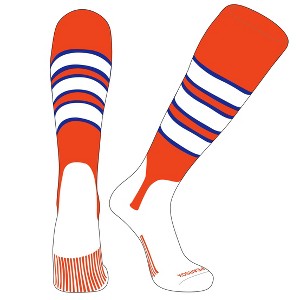 PEAR SOX OTC Baseball Softball Stirrup Socks (C, 5in) Orange, Royal, White (M) - 1 of 3