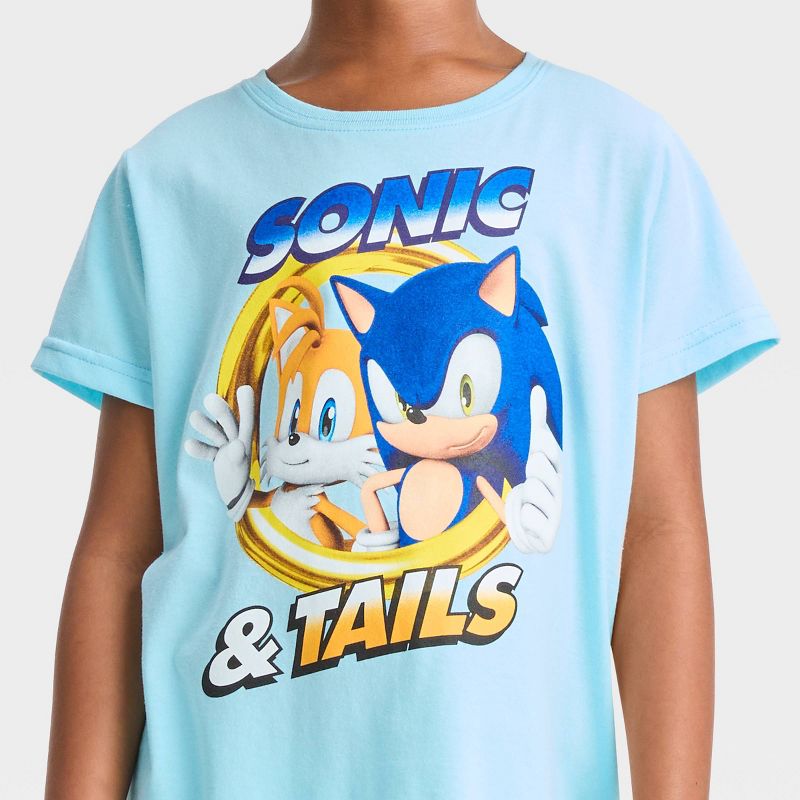 Girls&#39; Sonic the Hedgehog Short Sleeve Graphic T-Shirt - Light Aqua Blue, 2 of 4
