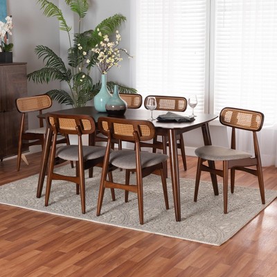 Baxton Studio Tarana Mid-Century Modern Grey Fabric and Walnut Brown Finished Wood 2-Piece Dining Chair Set main image 0